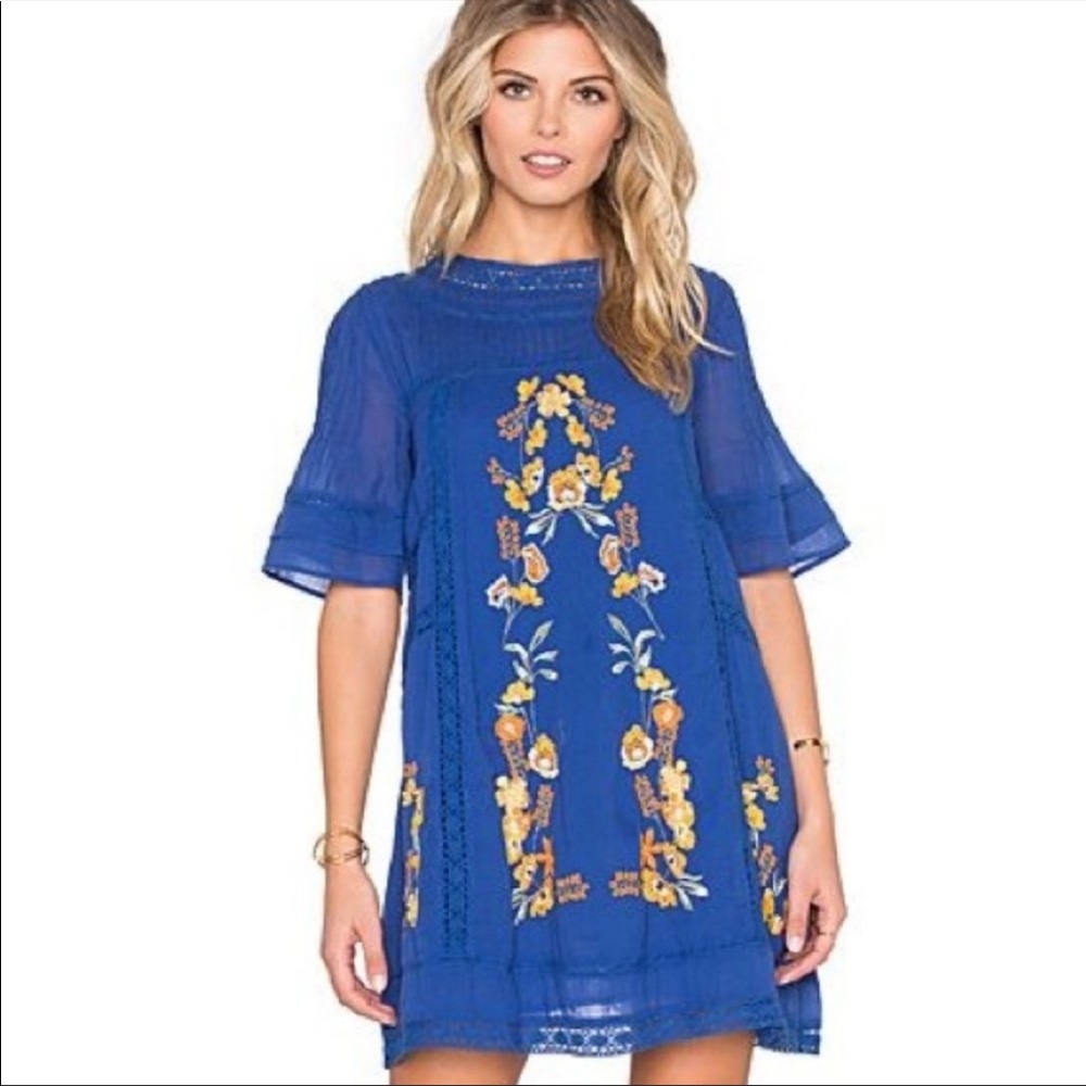 Free People Perfectly Victorian Mini Embroidered Dress size S